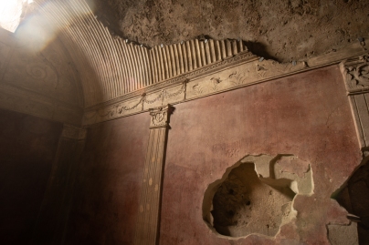 Some of the plaster decoration is still visible in the women's bathhouse.