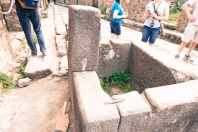 Public water fountain. Weathly people in Pompeii had water comming directly into their homes. The poors would come to these.